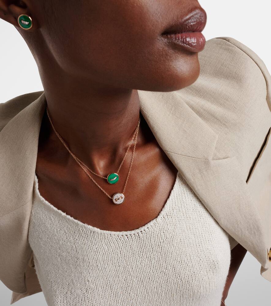 Pom Pom Dot 18kt rose gold pendant necklace with gemstones