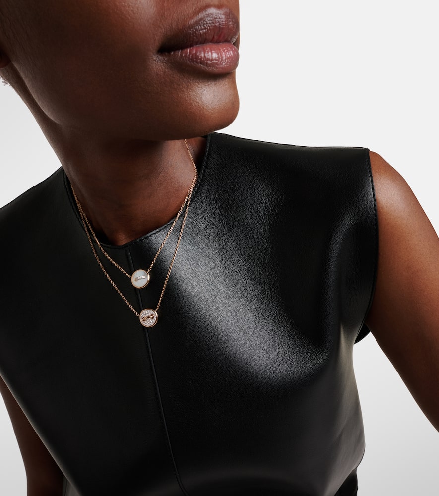 Pom Pom Dot 18kt rose gold pendant necklace with mother-of-pearl and diamonds