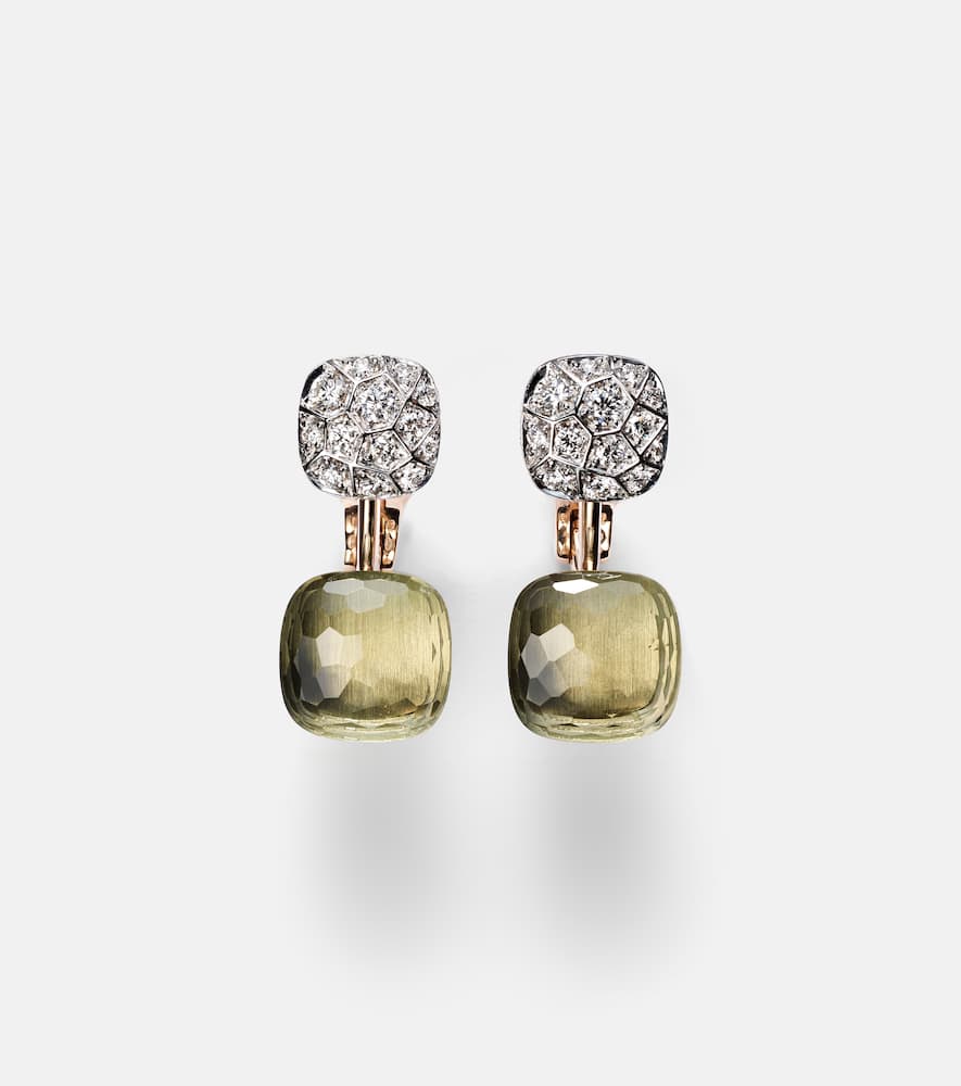 Nudo 18kt rose and white gold earrings with prasiolites and diamonds