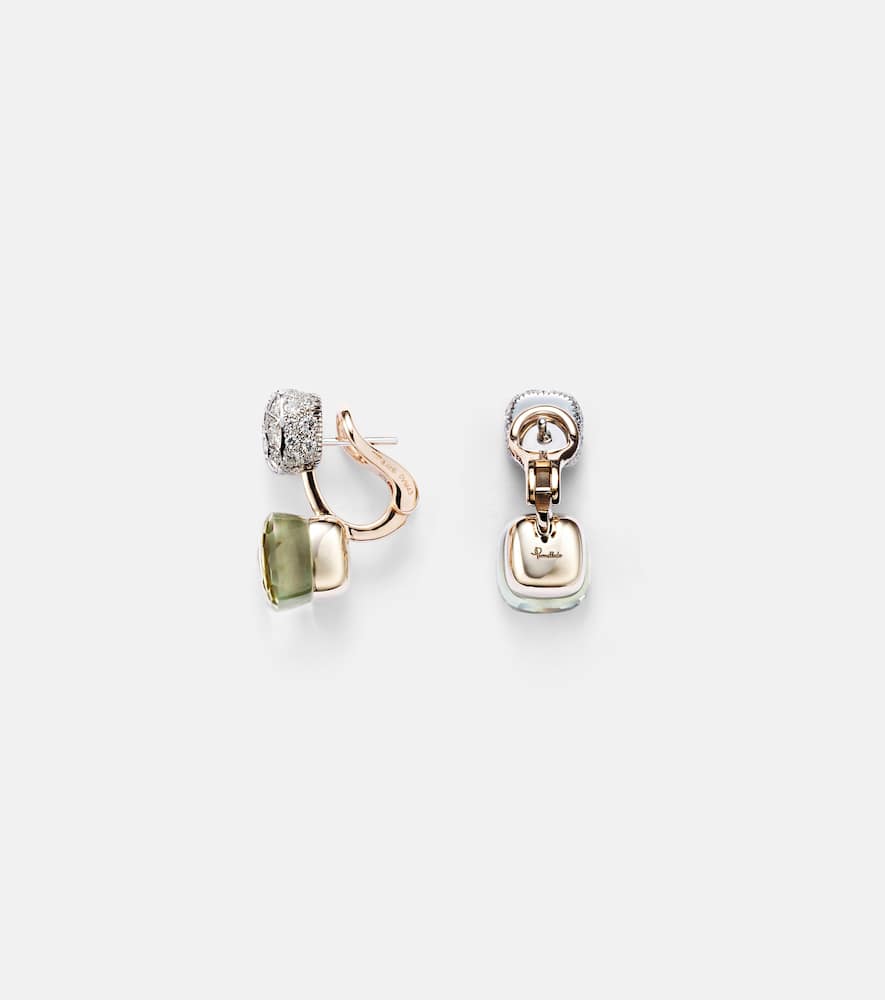 Nudo 18kt rose and white gold earrings with prasiolites and diamonds
