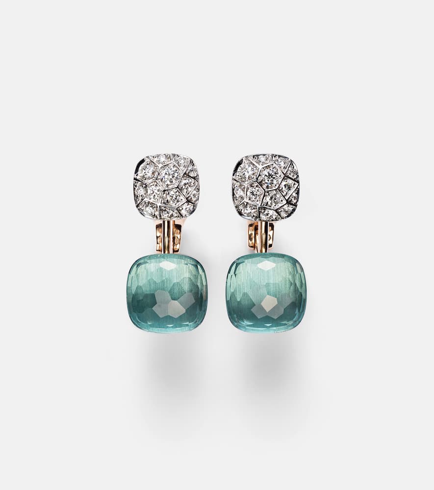 Nudo 18kt rose and white gold earrings with topaz and diamonds