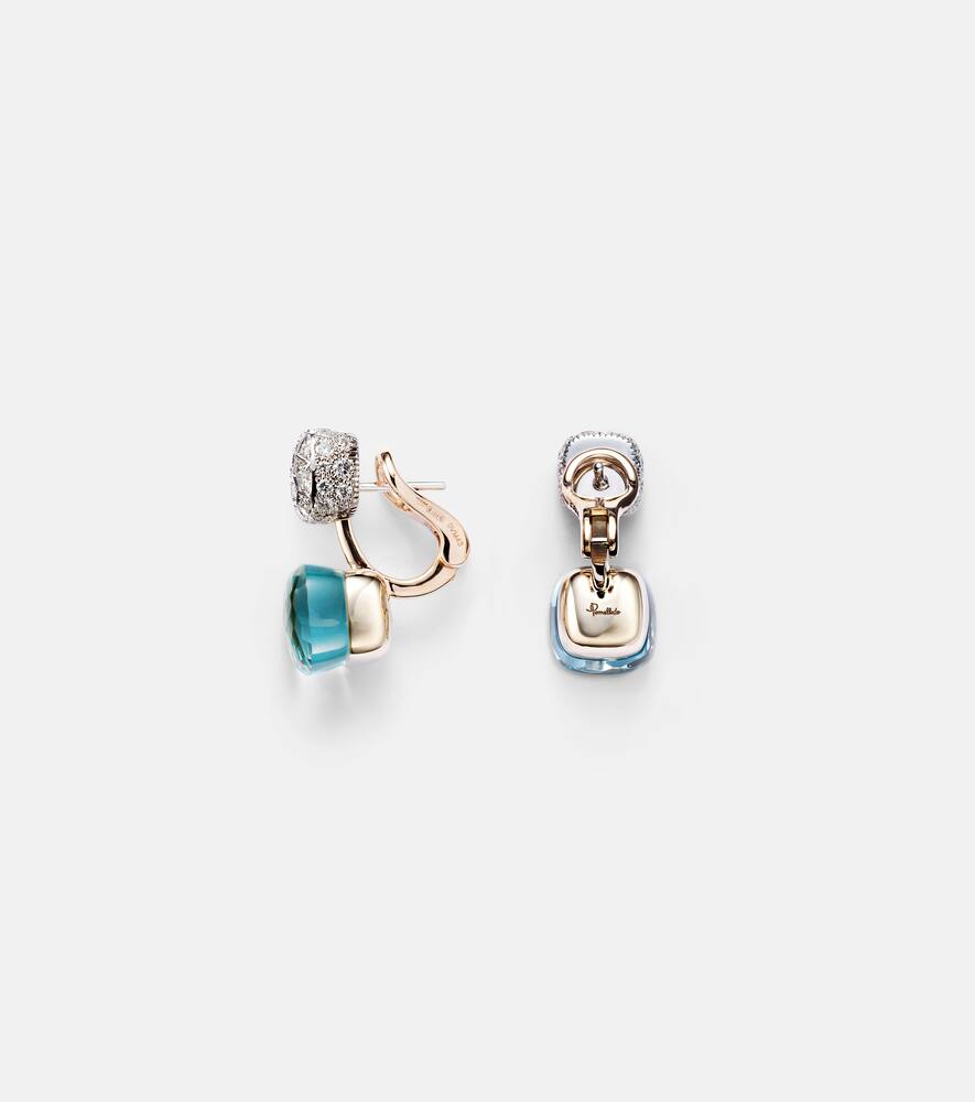 Nudo 18kt rose and white gold earrings with topaz and diamonds