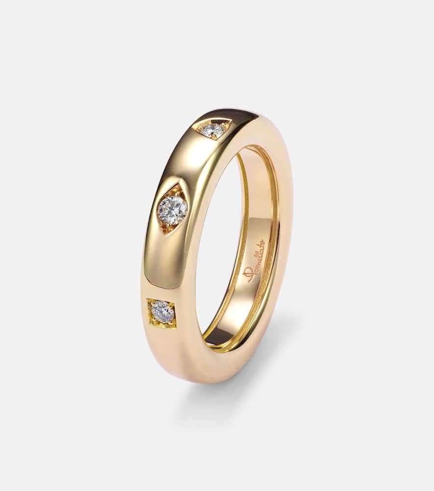 Iconica Extra Slim 18kt rose gold ring with diamonds