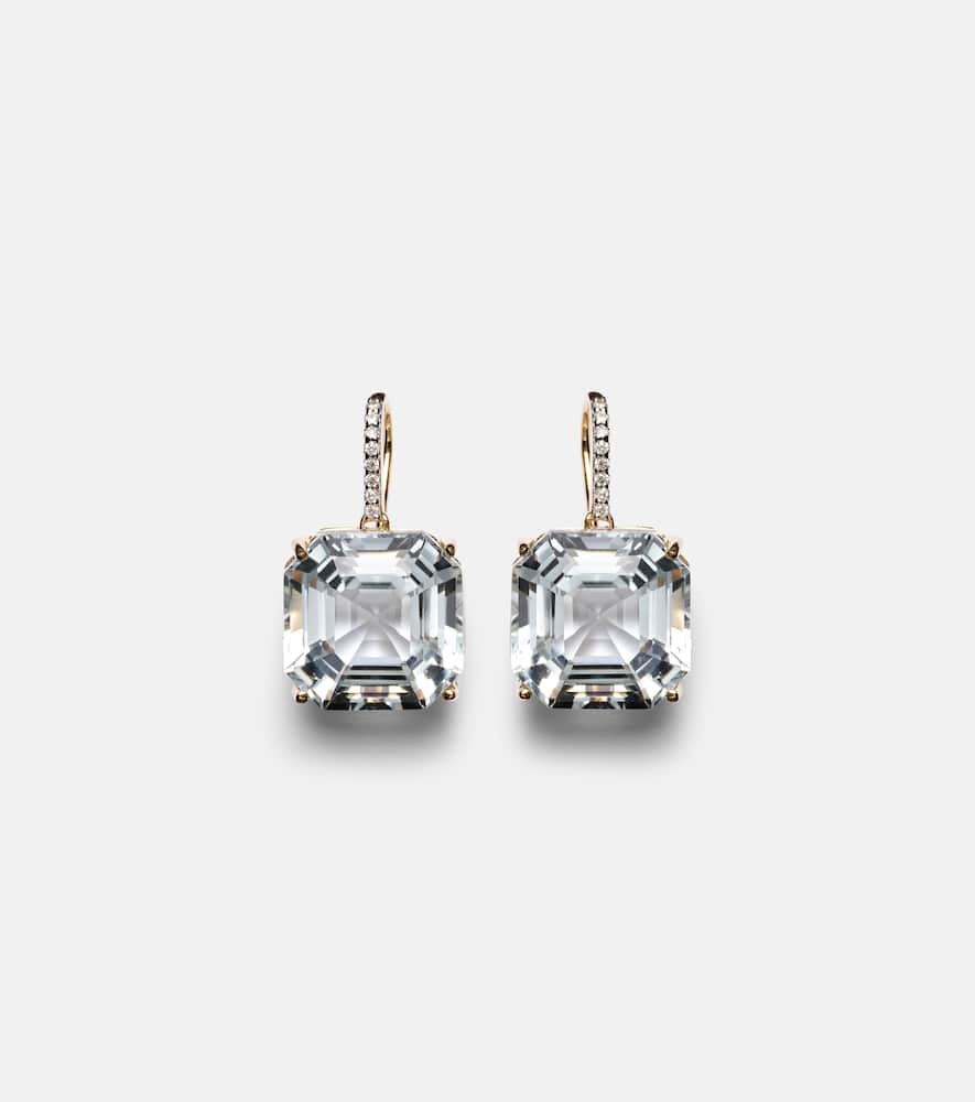 14kt gold earrings with quartz and diamonds