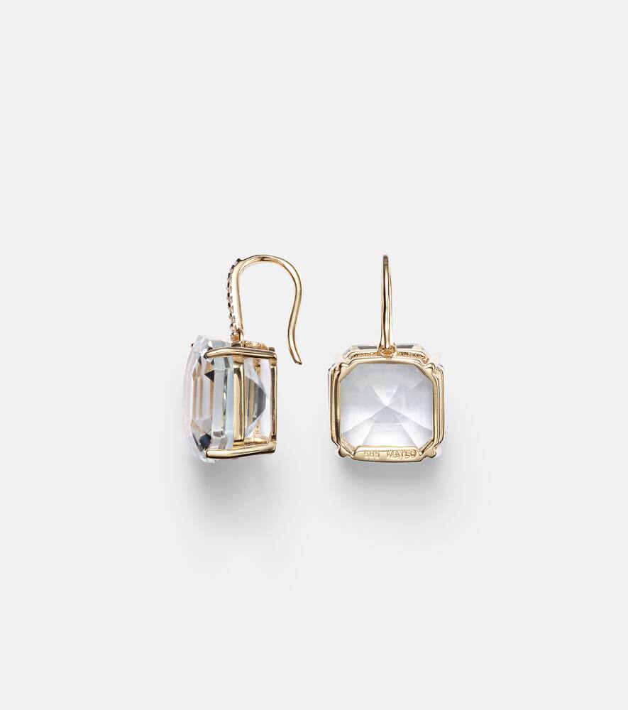 14kt gold earrings with quartz and diamonds