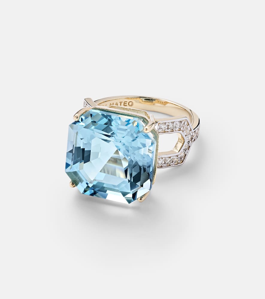 14kt gold ring with topaz and diamonds