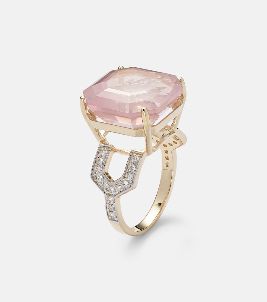 14kt gold ring with topaz and diamonds