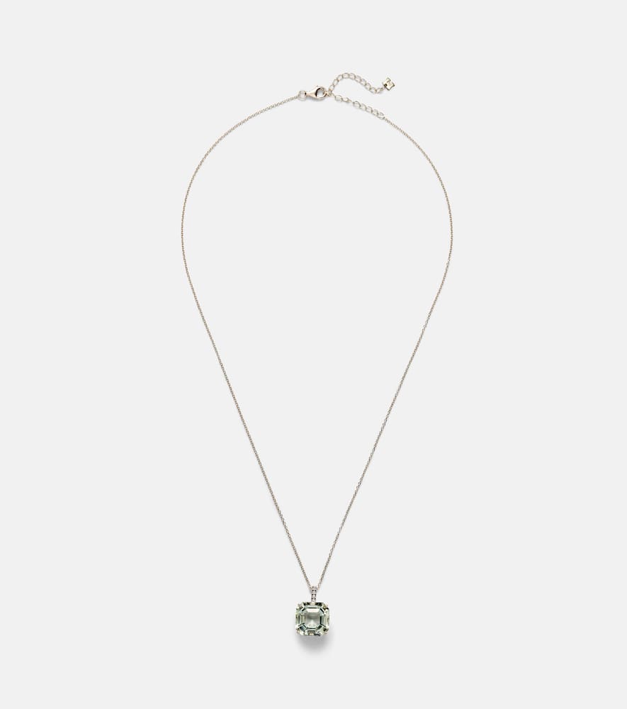 14kt gold necklace with green amethyst and diamonds