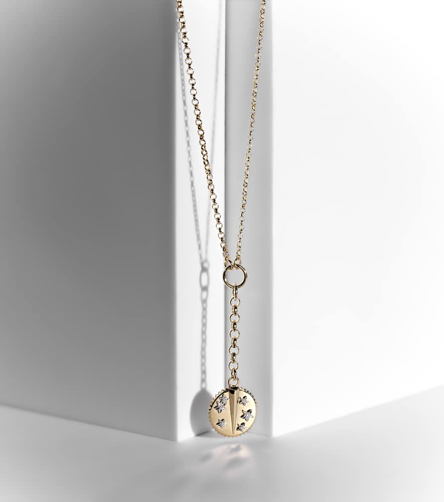 Resilience Small Mixed Belcher Extension 18kt gold chain necklace with diamonds