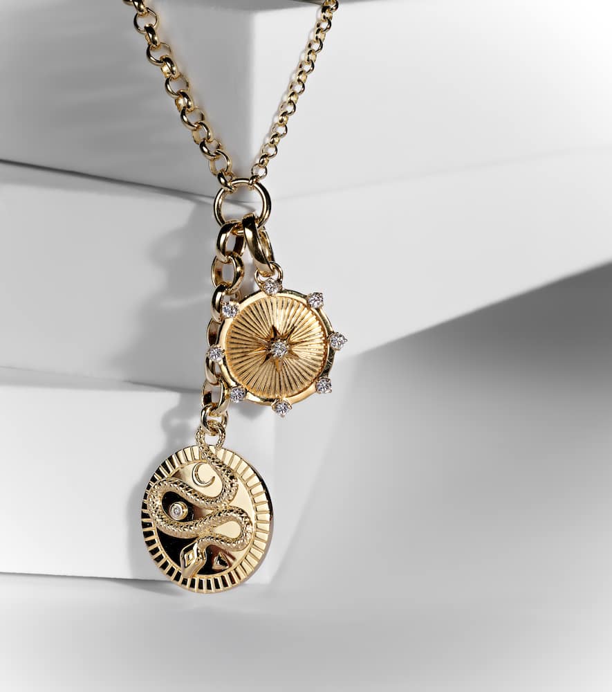 Wholeness & True Love 18kt gold charm necklace with diamonds