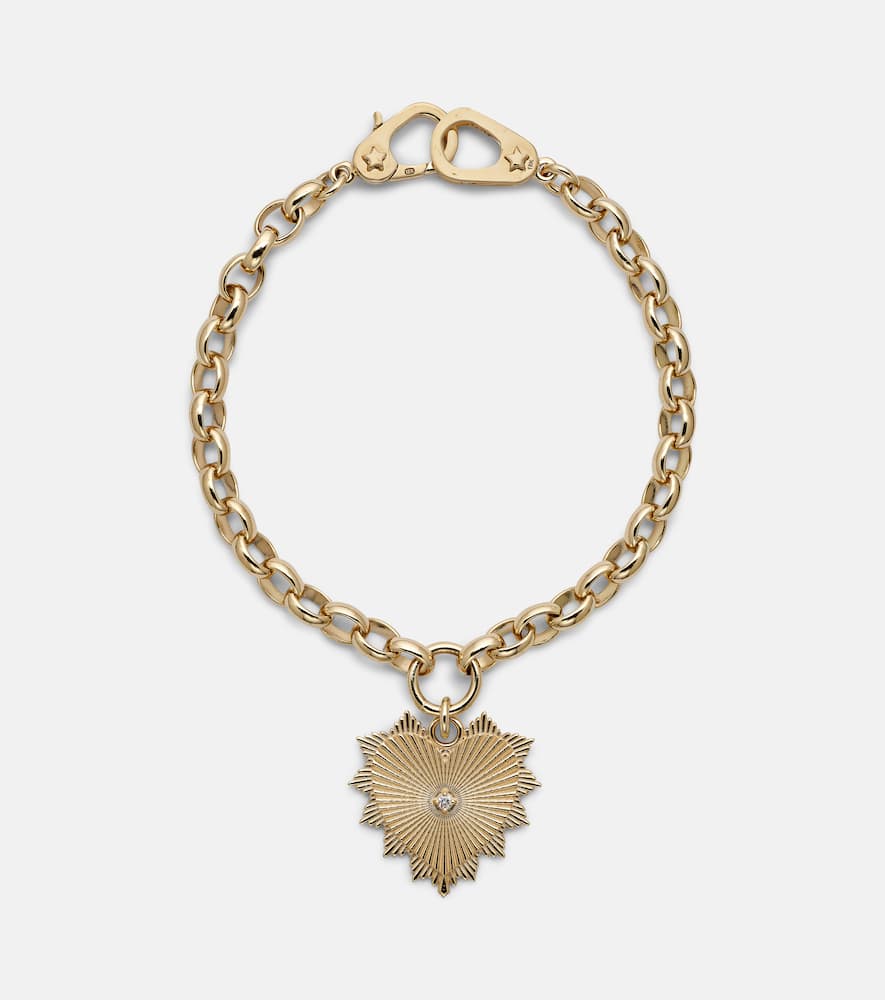 Radiating Heart Medium 18kt gold chain bracelet with diamond