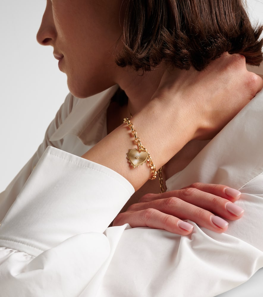 Radiating Heart Medium 18kt gold chain bracelet with diamond