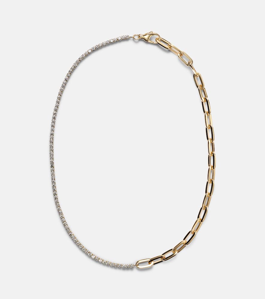 Link 18kt gold chain necklace with diamonds