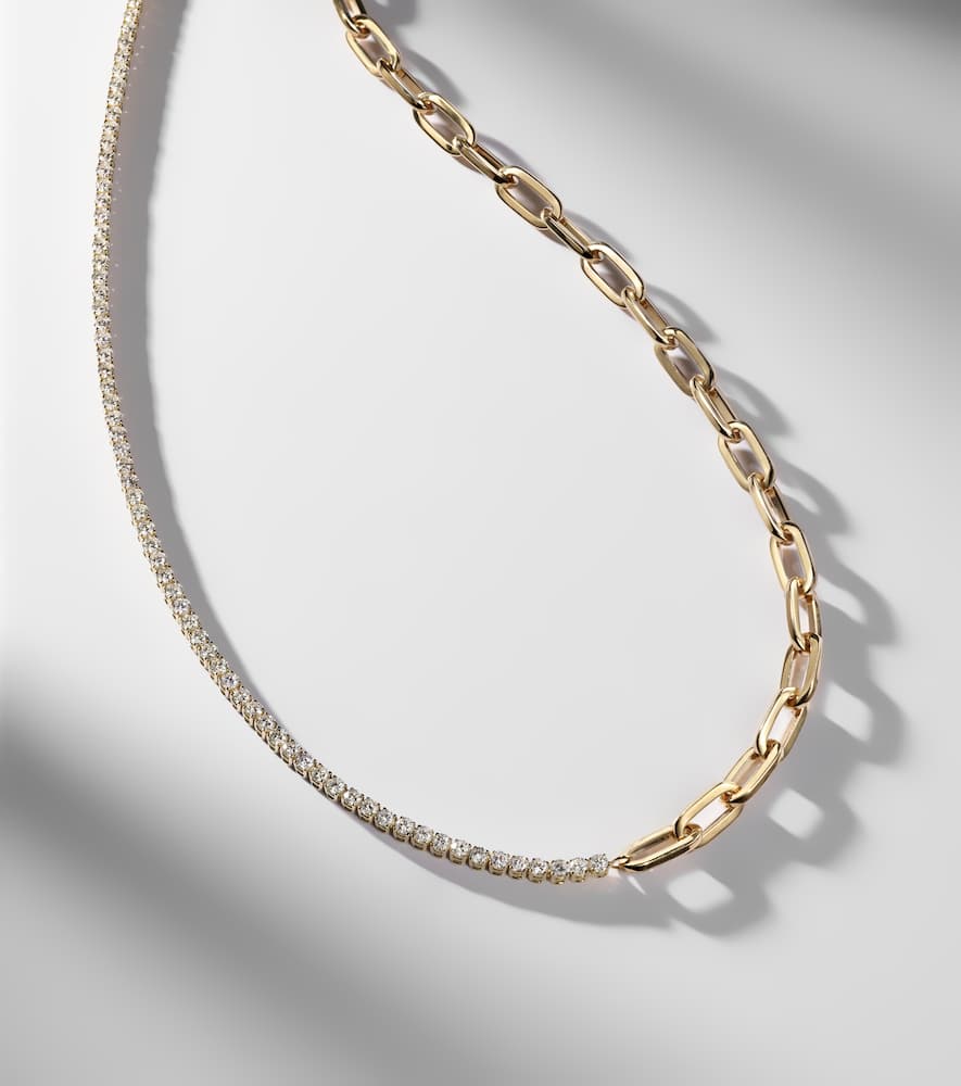 Link 18kt gold chain necklace with diamonds