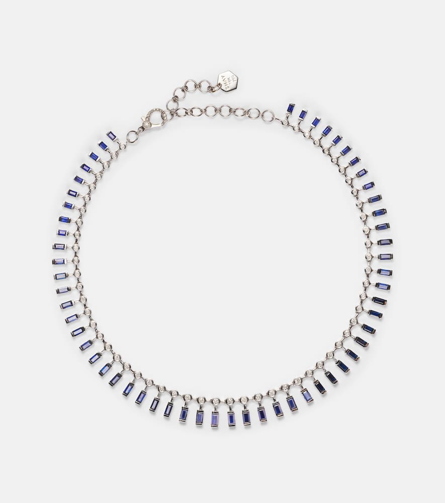 18kt white gold necklace with sapphires and diamonds