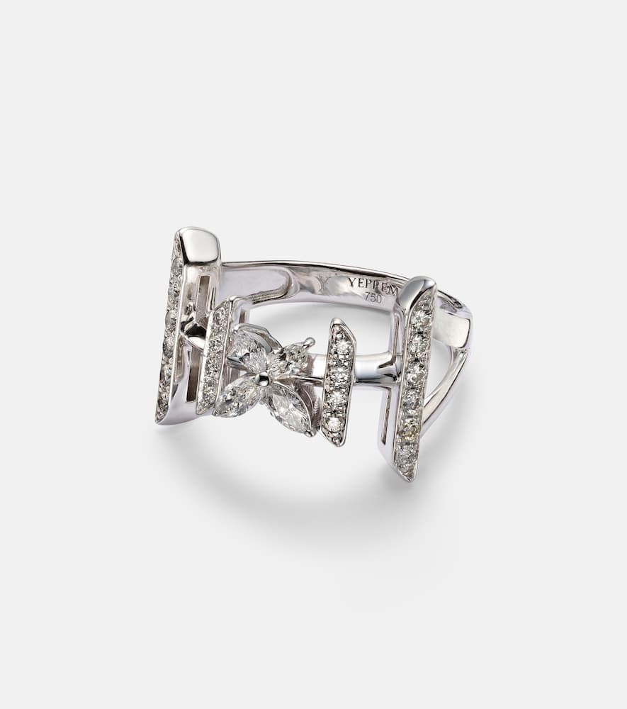 Y-Not 18kt white gold ring with diamonds