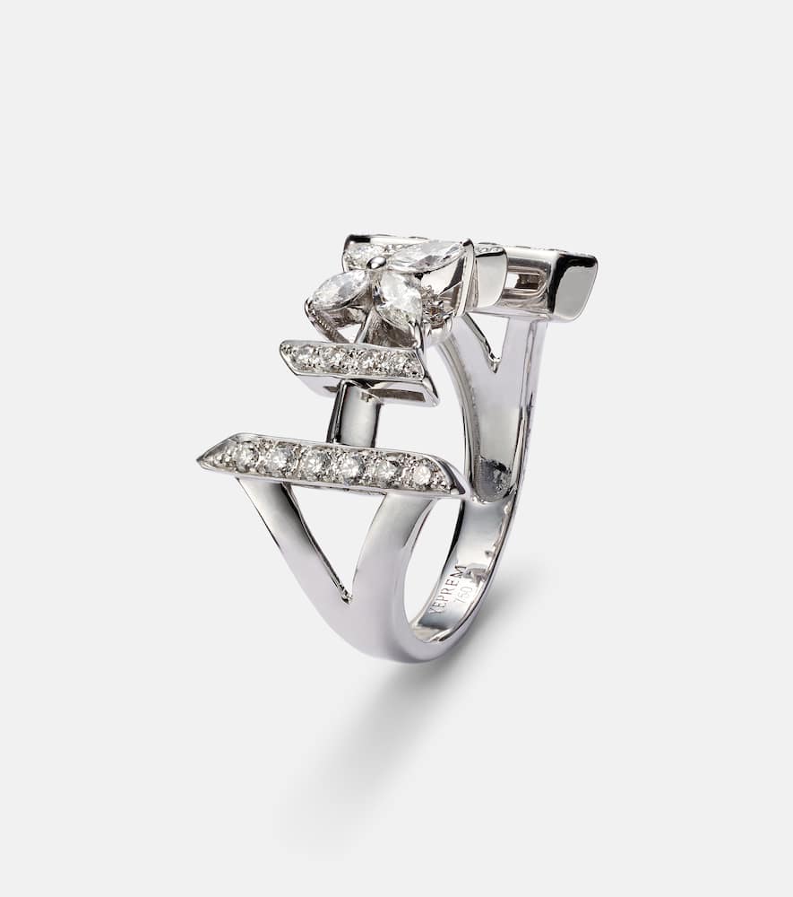Y-Not 18kt white gold ring with diamonds