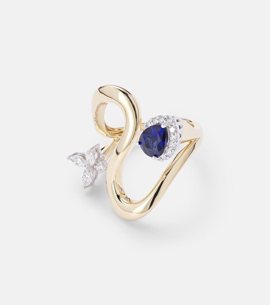 Reign Supreme 18kt gold ring with diamonds and sapphires