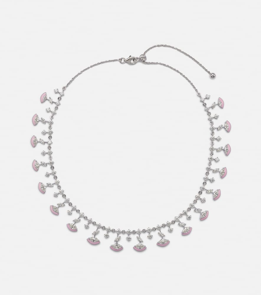 The Eye 18kt white gold choker with enamel and diamonds