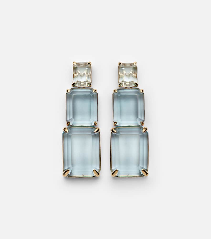 Arithmetic Composition 14kt gold drop earrings with topaz