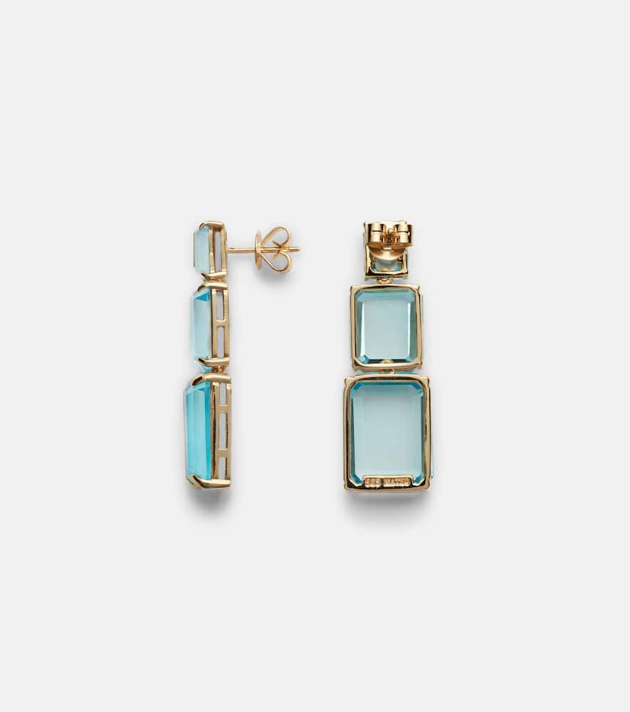 Arithmetic Composition 14kt gold drop earrings with topaz