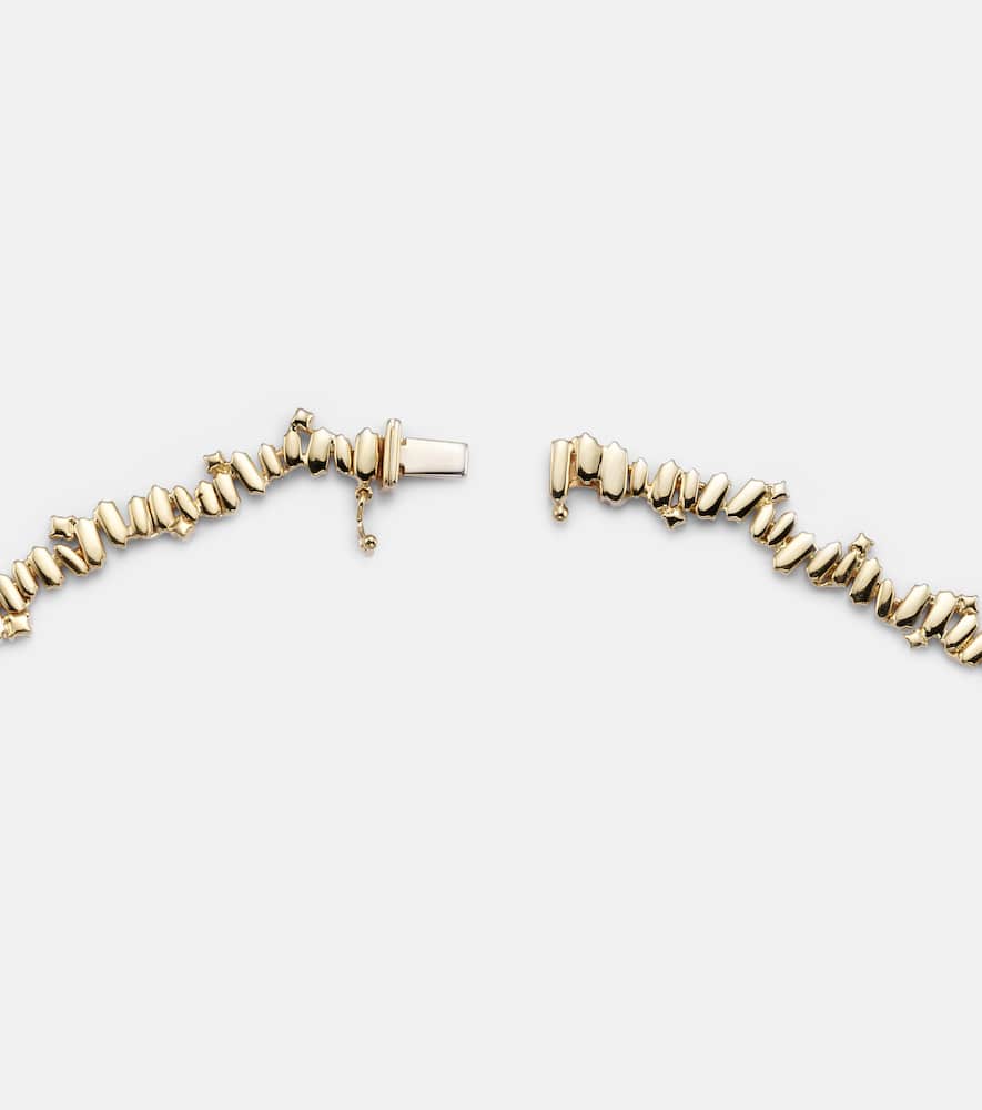 Bold Burst 18kt gold necklace with diamonds and emerald