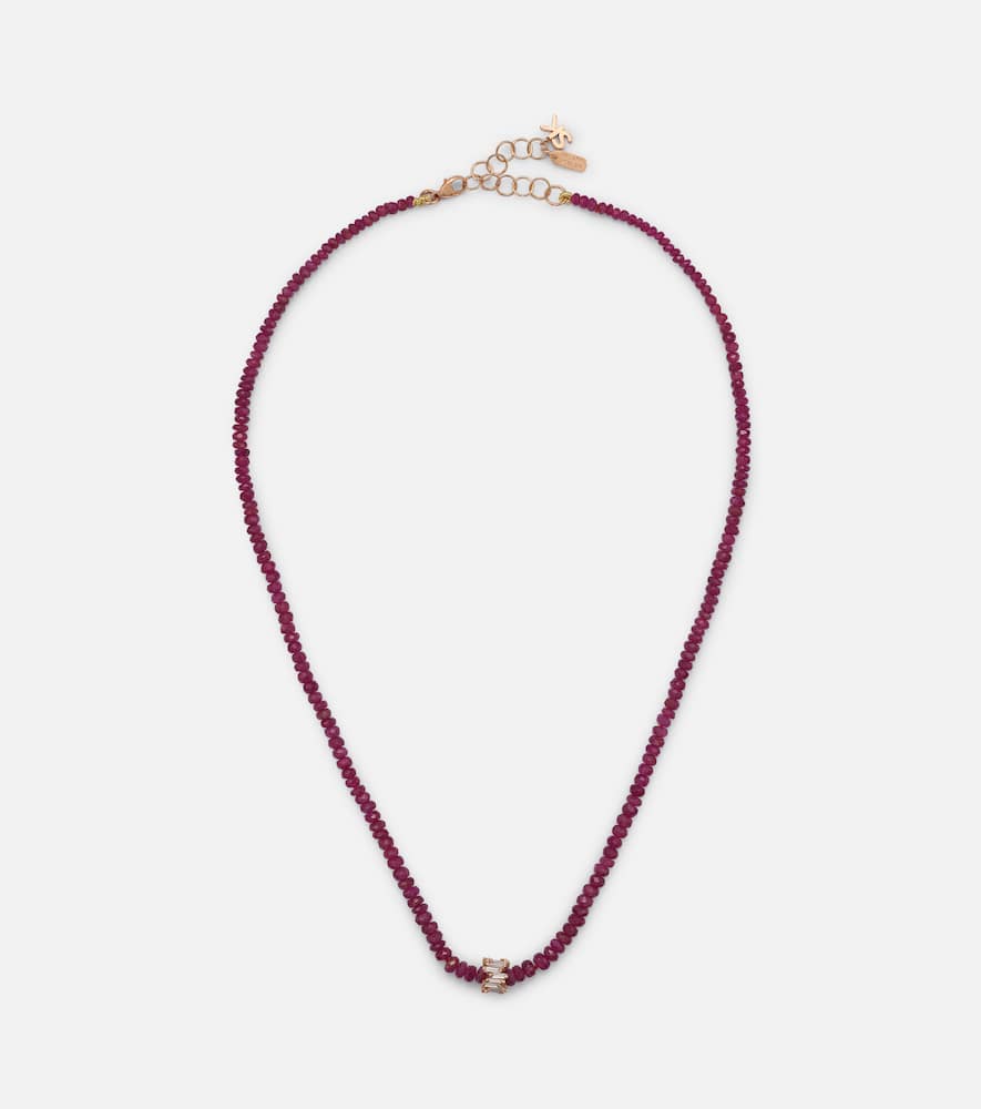 Infinite 18kt rose gold necklace with rubies and diamonds