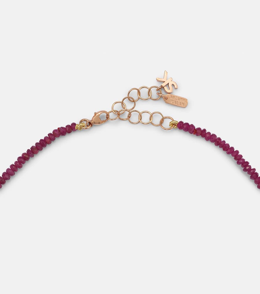 Infinite 18kt rose gold necklace with rubies and diamonds