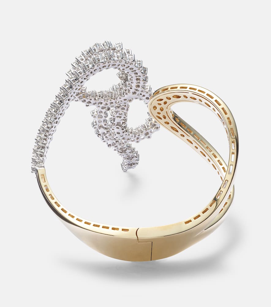 Golden Strada 18kt yellow and white gold bangle with diamonds