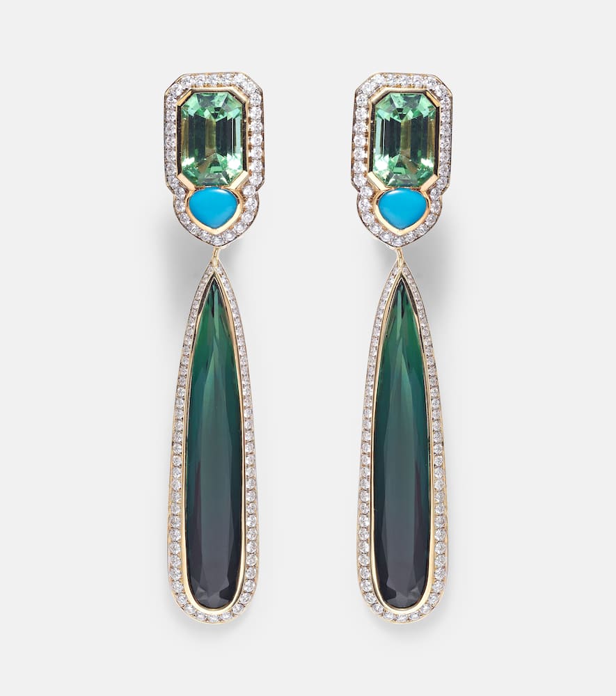 Quarta 18kt gold earrings with diamonds and gemstones