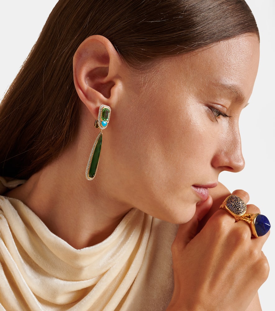 Quarta 18kt gold earrings with diamonds and gemstones