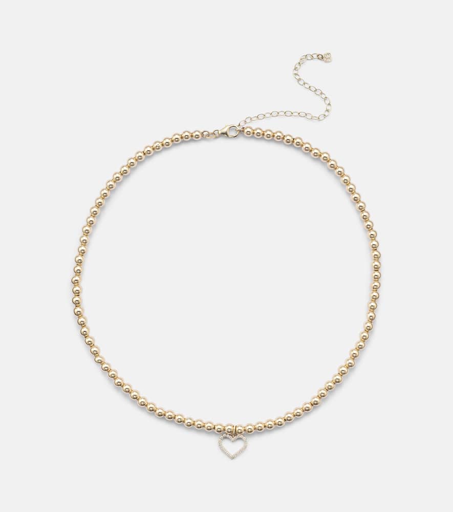 Open Heart 14kt gold choker with diamonds