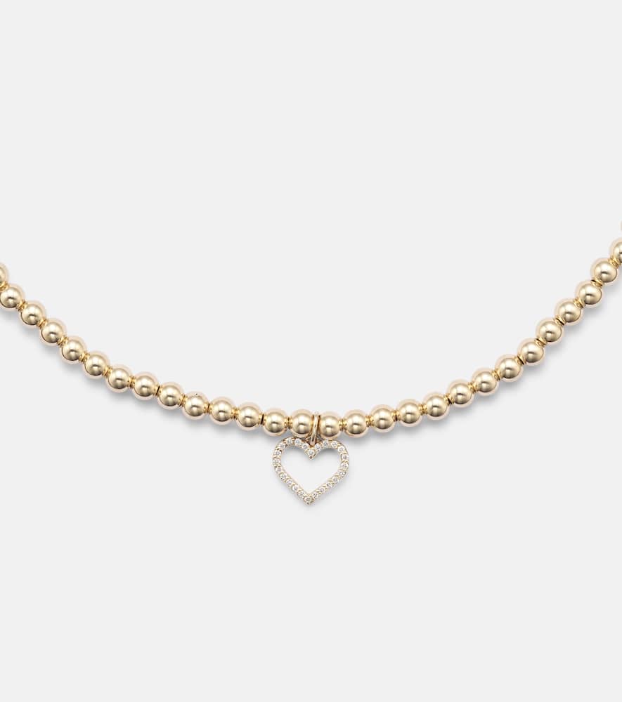 Open Heart 14kt gold choker with diamonds
