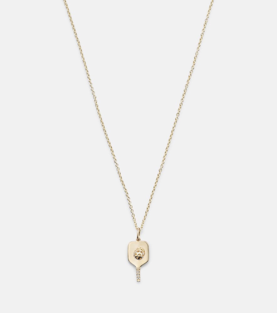 Pickleball 14kt gold pendant necklace with diamonds