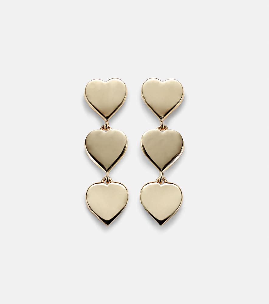 Pure Three Heart Linear 14kt gold earrings
