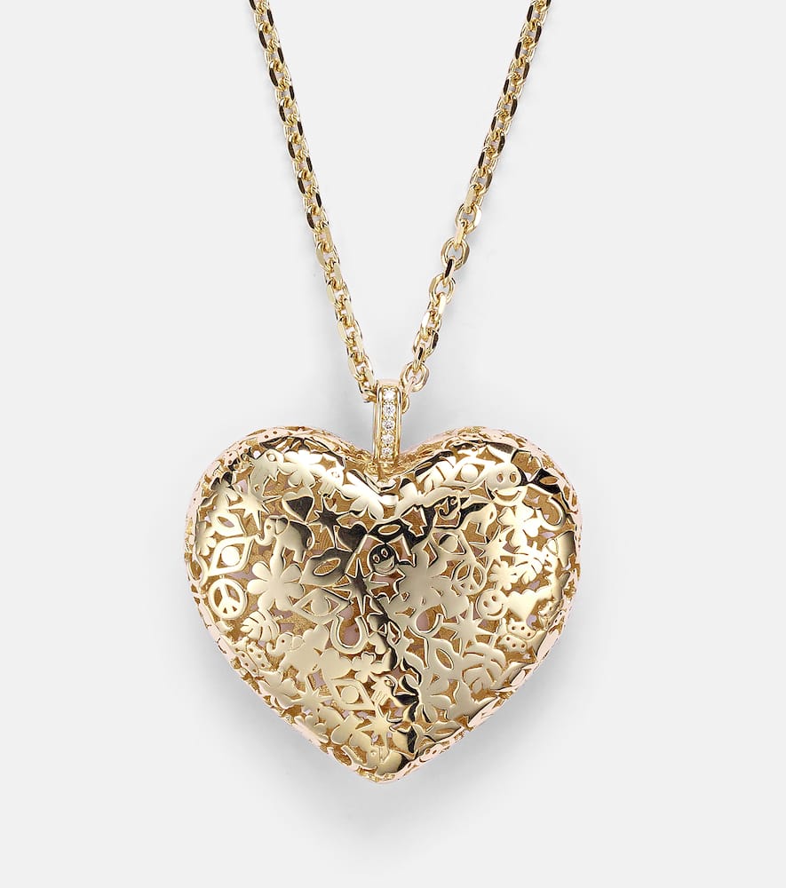 Puffy Icon Wallpaper Heart 14kt gold necklace with diamonds
