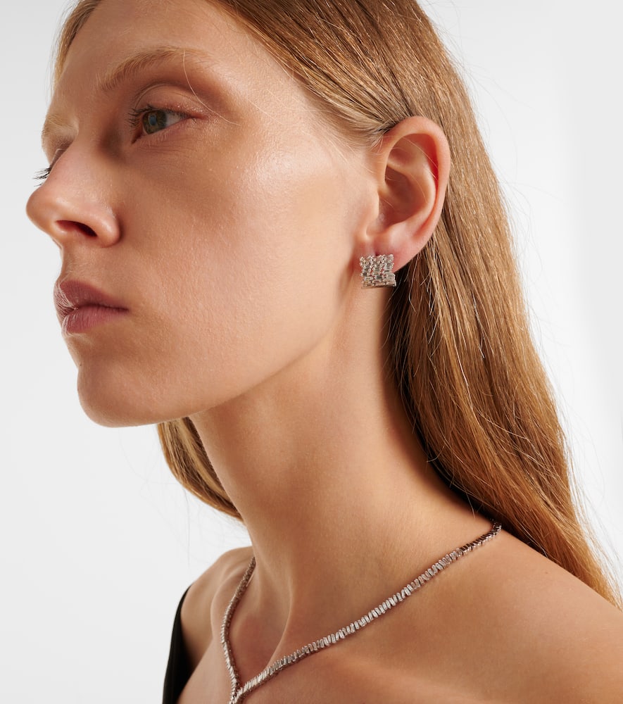 Rondelle 18kt white gold earrings with diamonds