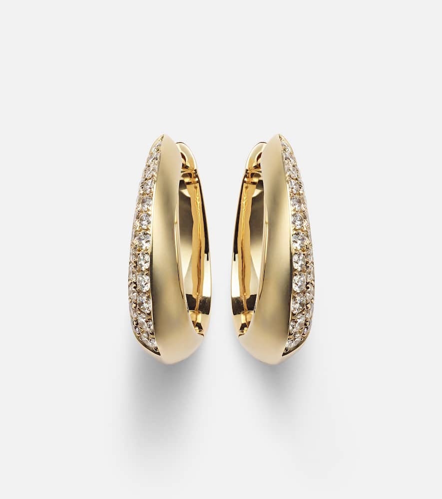 18kt gold reversible hoop earrings with diamonds