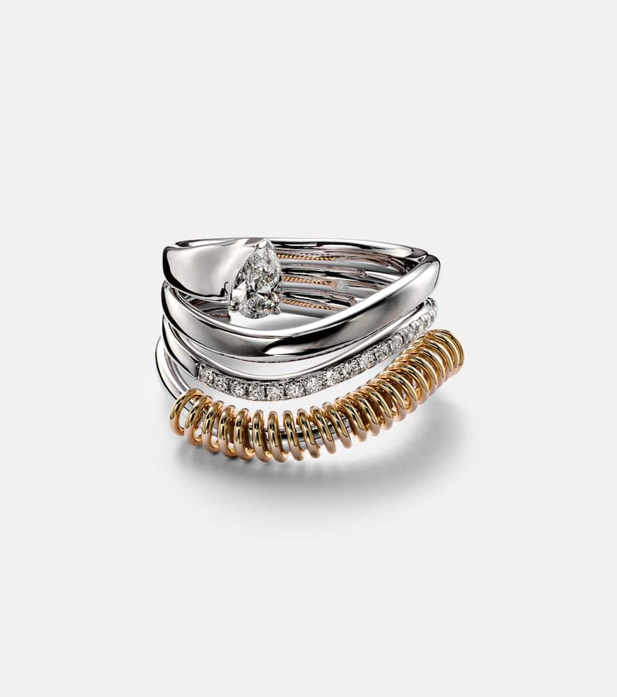 Versus Pear 18kt yellow and white gold ring with diamonds