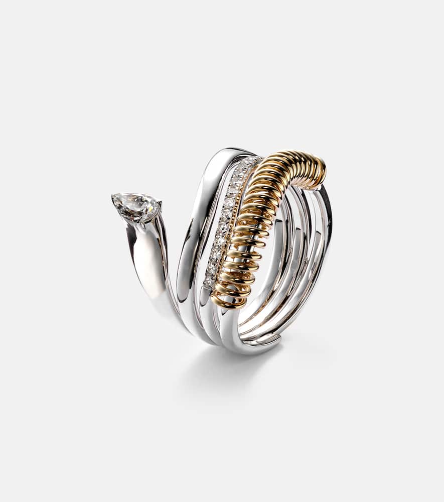 Versus Pear 18kt yellow and white gold ring with diamonds