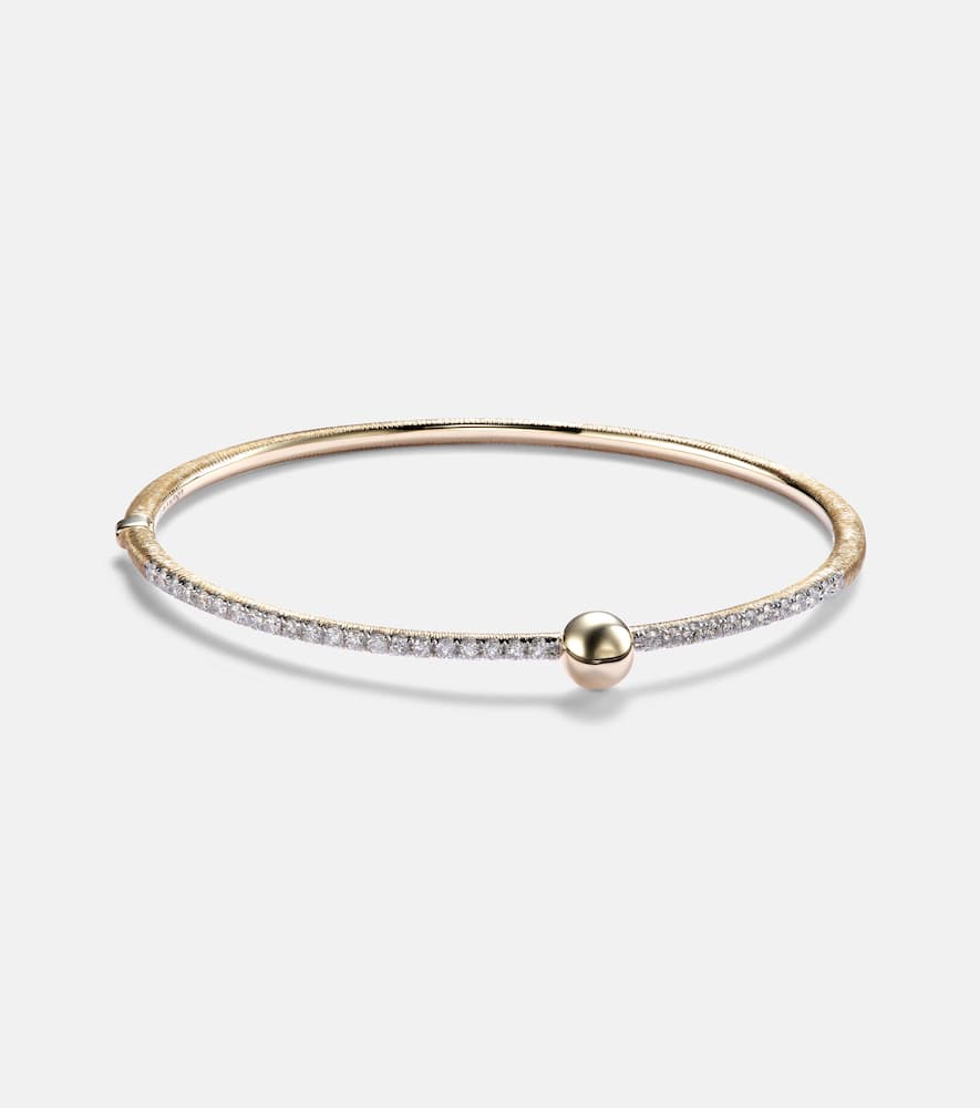 Ball 14kt gold bangle with diamonds
