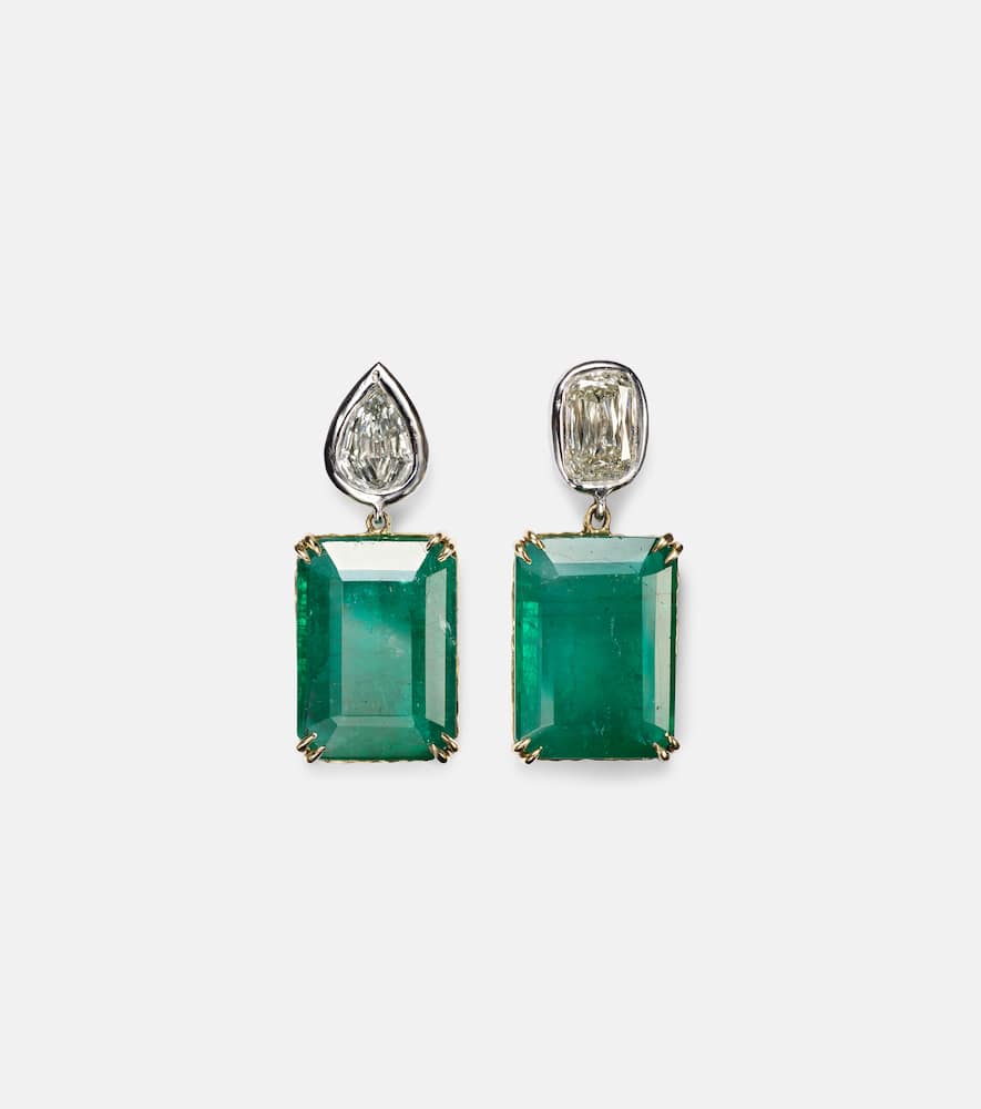 Tribute 18kt yellow and white gold earrings with emeralds and diamonds