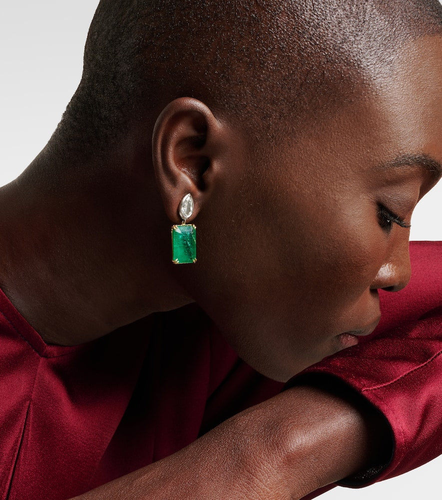 Tribute 18kt yellow and white gold earrings with emeralds and diamonds