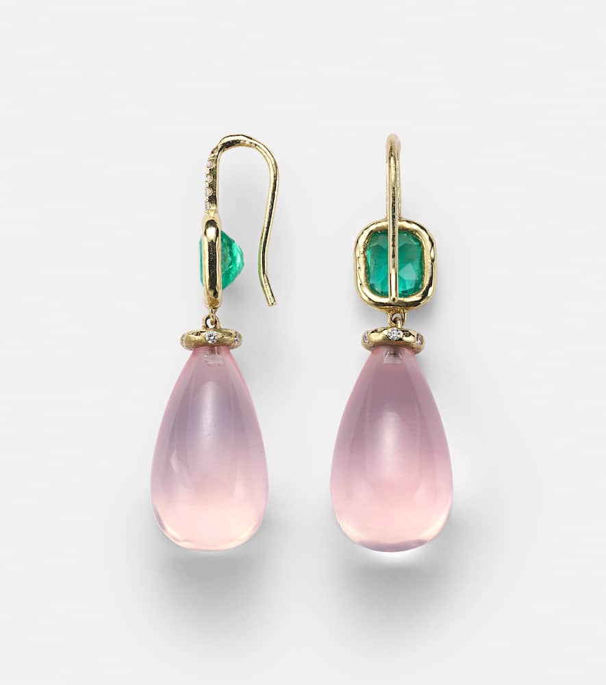 Rose Garden 18kt gold drop earrings with gemstones