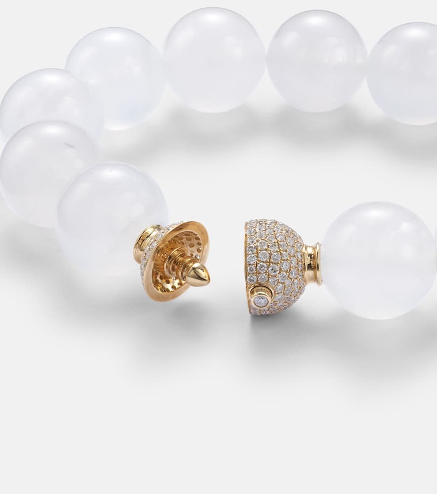 Riviera Orb beaded 18kt gold bracelet with moonstone and diamonds