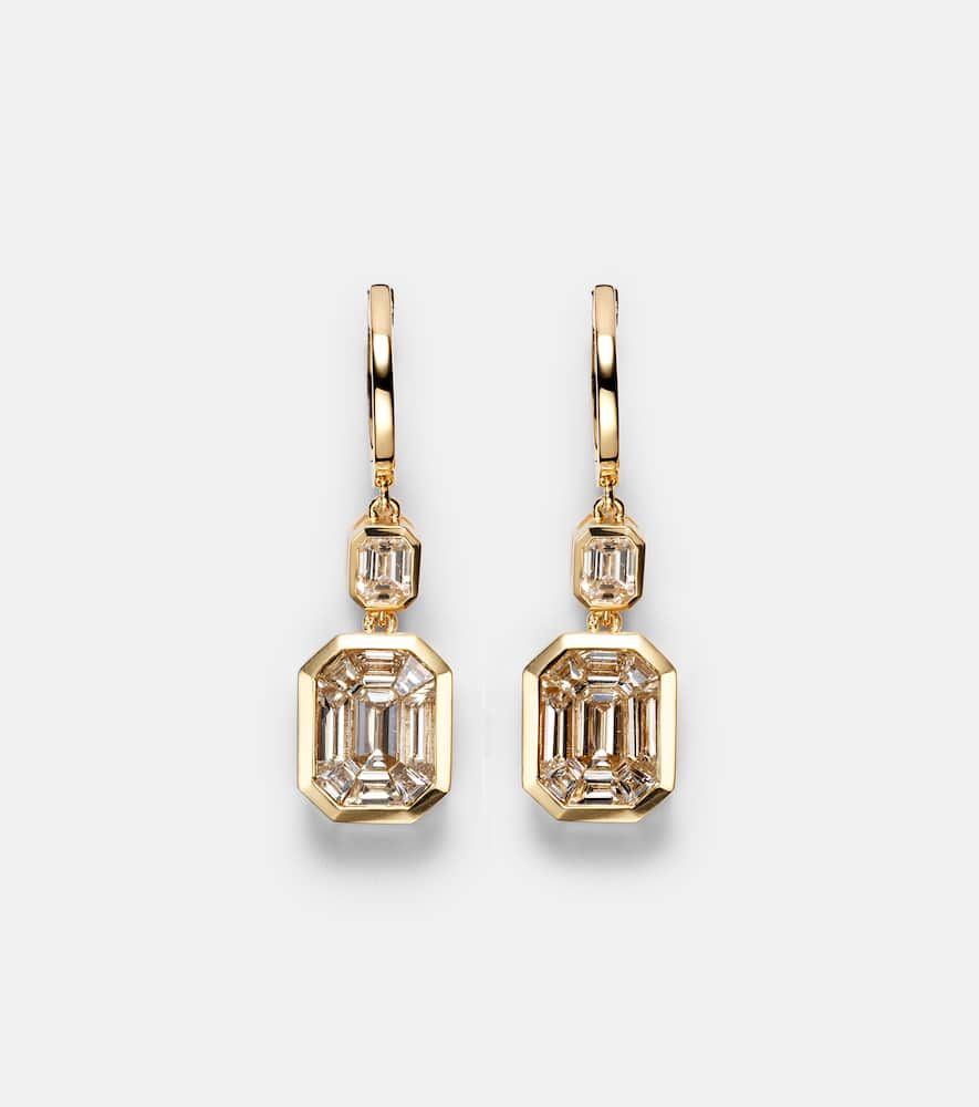 Illusion 18kt gold drop earrings with diamonds