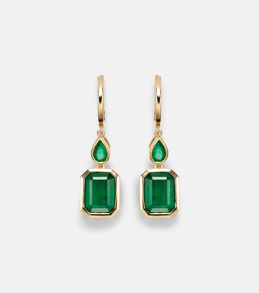Illusion 18kt gold drop earrings with emeralds