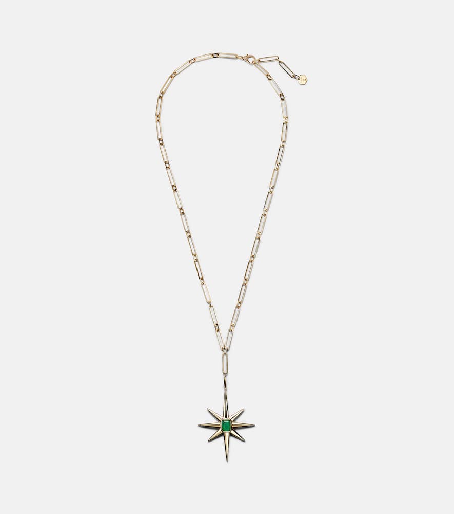Starburst 18kt gold necklace with emerald and diamonds