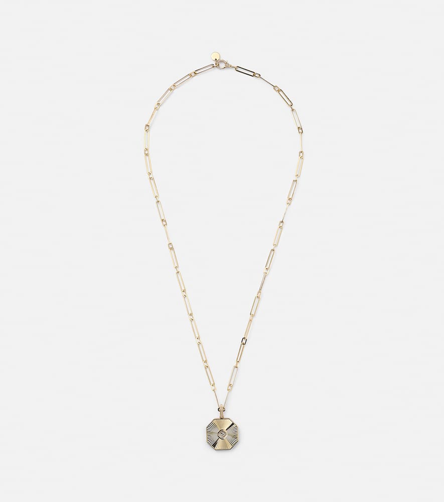 Diamond Radiant Octagon 18kt gold pendant necklace with diamonds