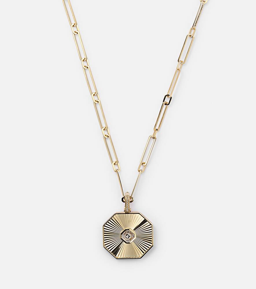 Diamond Radiant Octagon 18kt gold pendant necklace with diamonds